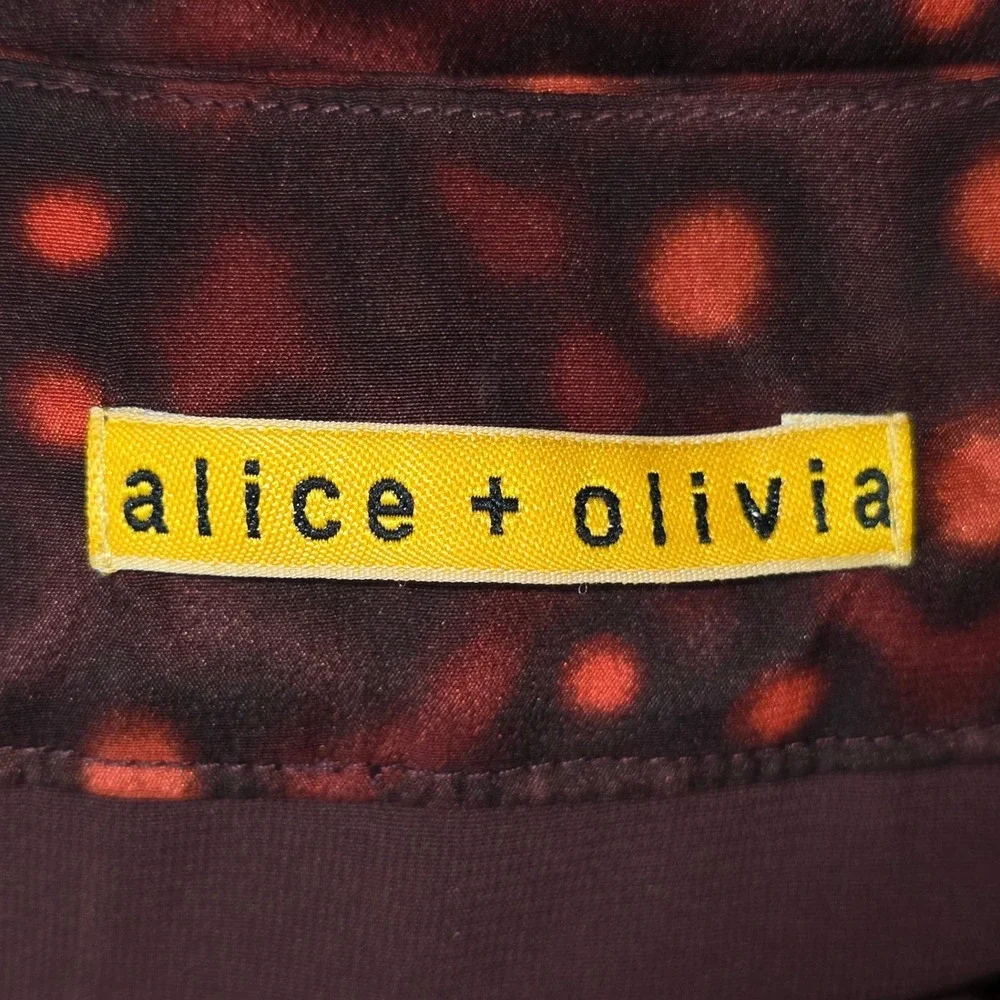 Alice + Olivia Kaleidoscope Silk Boat Shift Mini Dress Womens Burgundy Red EUC
